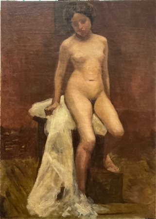 Ignoto di inizio secolo XX,
"La modella" 
olio su tela (cm 100x70) (difetti)