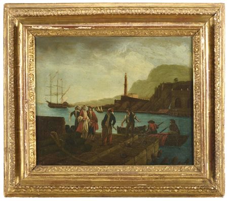 Scuola italiana del secolo XVIII

"Veduta del porto di Genova"
olio su tela (cm