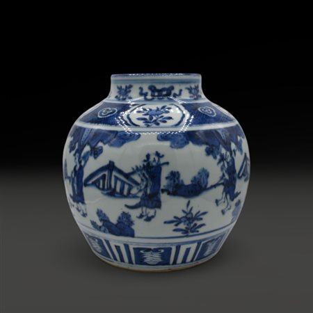 A large Chinese blue and white jar