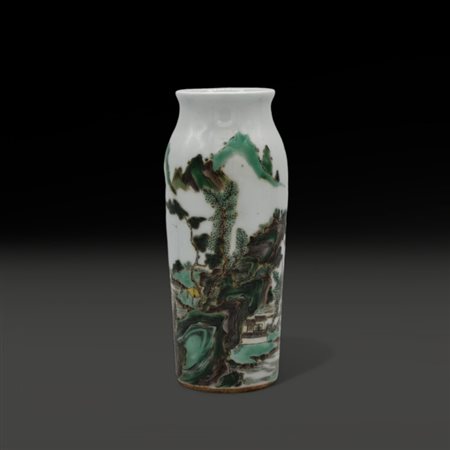 A Chinese Famille Verte sleeve vase