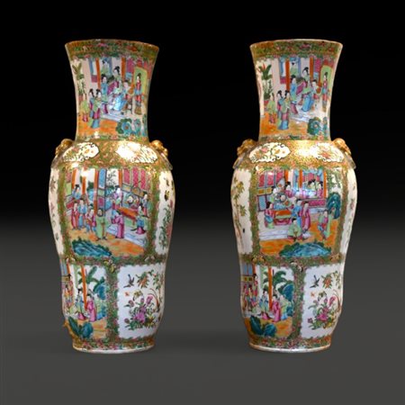 A pair of Chinese Canton vases