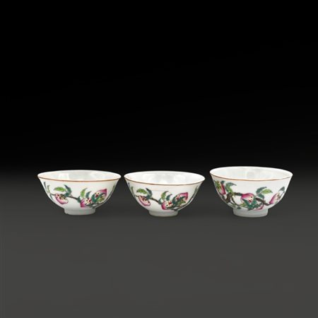 Three Chinese Famille Rose bowls