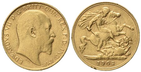 INGHILTERRA. Edoardo VII (1901 - 1910). Mezza sterlina 1902. Au 917 (3,97 g; 18,8 mm)