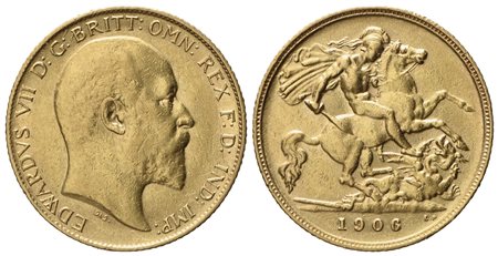 INGHILTERRA. Edoardo VII (1901 - 1910). Mezza sterlina 1906. Au 917 (3,96 g; 19 mm)