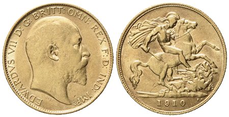 INGHILTERRA. Edoardo VII (1901 - 1910). Mezza sterlina 1910. Au 917 (3,99 g; 19 mm)