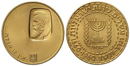 ISRAELE. 20 Lirot 1960 "Theodor Herzi". Au (8 g; 22 mm)