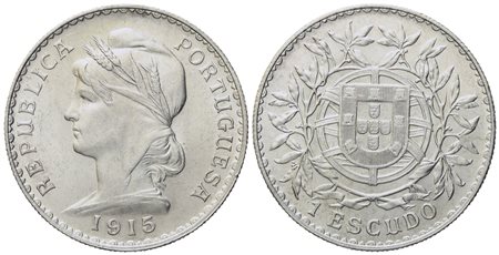 PORTOGALLO. Repubblica. Escudo 1915. Ag (25 g; 37 mm)