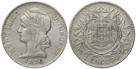 PORTOGALLO. Repubblica. Escudo 1916. Ag (25 g; 37 mm)