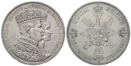 PRUSSIA. Guglielmo I (1861-1888). Tallero 1861 "Incoronazione di Guglielmo I e Augusta". Ag (18,50 g; 32,6 mm)