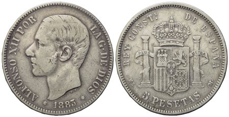 SPAGNA. Alfonso XII (1874-1889). 5 pesetas 1883. Ag (24,70 g; 37,2 mm)