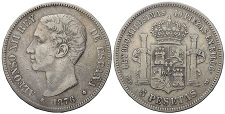 SPAGNA. Alfonso XII (1874-1889). 5 pesetas. Ag (24,50 g; 37 mm)