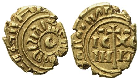 MESSINA. Regno di Sicilia. Enrico VI (1191 - 1197).  Multiplo di tari, lettera C al centro. Au (1,34 g; 10,5 mm)