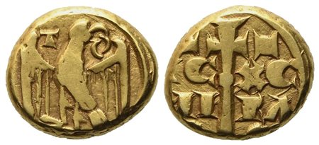 MESSINA. Regno di Sicilia. Manfredi (1258 - 1266). Multiplo di tarì, sigle T O al dritto. Au (2,03 g; 10 mm)