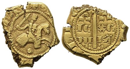 MESSINA. Regno di Sicilia. Carlo I d'Angiò (1266 - 1282). Multiplo di tari "cavaliere in armatura al galoppo". Au (4,58 g; 16 mm)