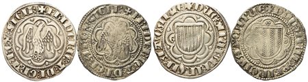 MESSINA. Regno di Sicilia. Federico III d'Aragona (1296-1334). Lotto di 2 pierreali. Ag (3,21 g; 24,71 mm) (3,30 g; 24,06 mm)