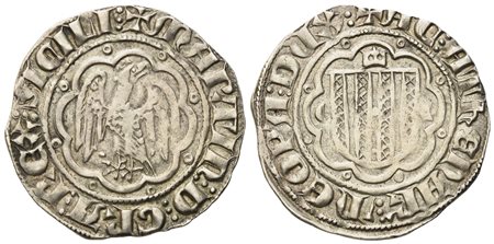 MESSINA. Regno di Sicilia. Martino I d'Aragona (1402-1409). Pierreale -  ( ( ai lati dello stemma. Ag (3,25 g; 25 mm)