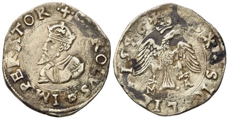 MESSINA. Regno di Sicilia. Carlo V d'Asburgo (1516-1556). 2 tarì 1546, Messina. Ag (5,60 g; 26,4 mm)