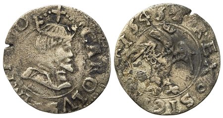 MESSINA. Regno di Sicilia. Carlo V d'Asburgo (1516-1556). Mezzo tarì 1545 senza sigle. Ag (1,05 g; 16,94 mm)