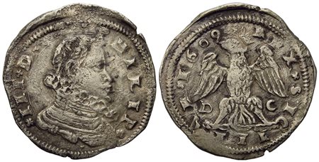 MESSINA. Regno di Sicilia. Filippo III di Spagna (1598-1621). 4 tarì 1609. Ag (10,42 g; 29,9 mm)