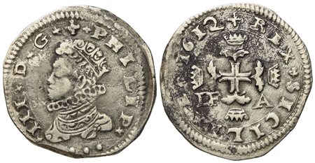 MESSINA. Regno di Sicilia. Filippo III di Spagna (1598-1621). 3 tarì 1612. Ag (7,68 g; 26,5 mm)