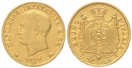 MILANO. Regno d'Italia. Napoleone I (1805-1814). 20 lire 1809. Au (6,4 g; 20,9 mm)