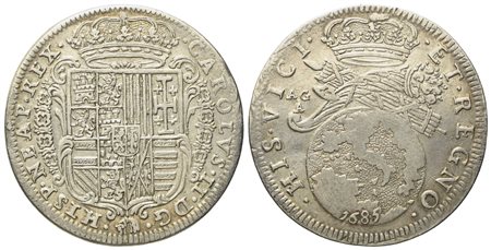 NAPOLI. Regno di Napoli. Carlo II di Spagna (1665-1700). Tarì da 20 grana 1685. Ag (5,55 g; 26,3 mm)