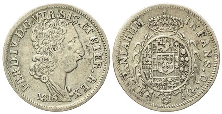 NAPOLI. Regno di Napoli. Ferdinando IV di Borbone (1815-1816 III periodo). Carlino da 10 grana 1816. Ag (2,25 g; 17,7 mm)