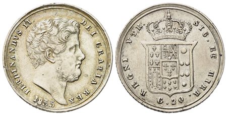 NAPOLI. Regno delle Due Sicilie. Ferdinando II di Borbone (1830-1859). Tarì da 20 grana 1855. Ag (4,58 g; 21,5 mm)