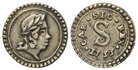 Palermo. Regno di Sicilia. Carlo III (VI) d'Asburgo (1720-1734). Cinquina 1733. Ag (0,67 g; 12,3 mm)