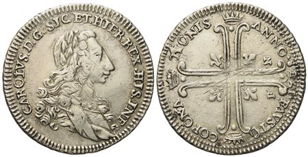 Palermo. Regno di Sicilia. Carlo di Borbone (1734 - 1759). 6 tarì 1735. Ag (13,40 g; 33 mm)