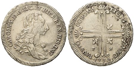 Palermo. Regno di Sicilia. Carlo di Borbone (1734 - 1759). 6 tarì 1735. Ag (13,45 g; 33,4 mm)