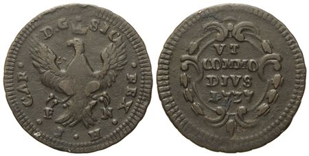 PALERMO. Regno di Sicilia. Carlo di Borbone (1734 - 1759). Grano 1737. Cu (4 g; 23 mm)