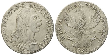 PALERMO. Regno di Sicilia. Ferdinando III di Borbone (1759-1816). 12 tarì 1795. Ag (26,88 g; 38,5 mm)