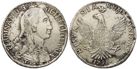 PALERMO. Regno di Sicilia. Ferdinando III di Borbone (1759 - 1816). 12 tarì 1798. Ag (27,15 g; 38,7 mm)