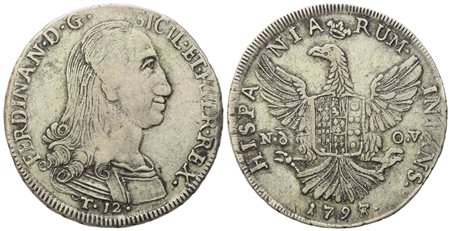 PALERMO. Regno di Sicilia. Ferdinando III di Borbone (1759-1816). 12 tarì 1798, rara variante 8 su 7. Ag (27,20 g; 38 mm)