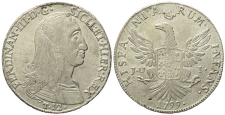 PALERMO. Regno di Sicilia. Ferdinando III di Borbone (1759-1816). 12 tarì 1799. Ag (27,30 g; 38 mm)