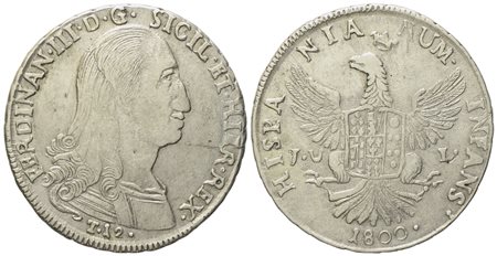 PALERMO. Regno di Sicilia. Ferdinando III di Borbone (1759 - 1816). 12 tarì 1800. Ag (27,15 g; 38,6 mm).