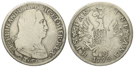 PALERMO. Regno di Sicilia. Ferdinando III di Borbone (1759-1816). 6 tarì 1798. Ag (13,15 g; 32,2 mm)