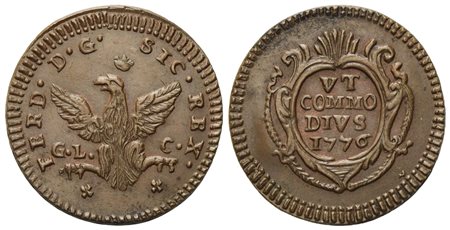 PALERMO. Regno di Sicilia. Ferdinando III di Borbone (1759-1816). Grano 1776. Cu (4,40 g; 23,5 mm)