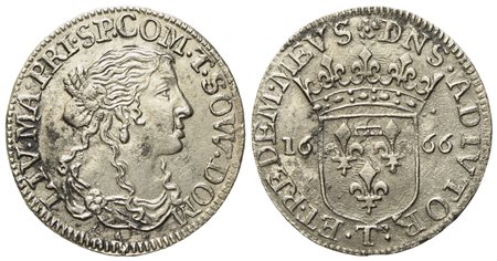 TASSAROLO. Maria Maddalena Centurioni (1663-1669). Luigino 1666. Ag (1,95 g; 20,7 mm)