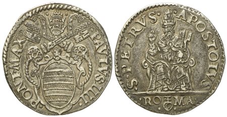 STATO PONTIFICIO. Roma. Paolo IV (1555 - 1559). Testone. Ag (9,47 g; 28,9 mm)