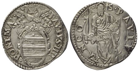 STATO PONTIFICIO. Ancona. Paolo IV (1555 - 1559). Giulio "San Paolo". Ag (3,08 g; 27,7 mm)