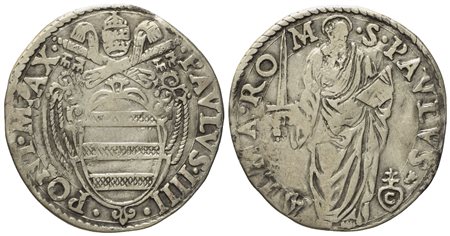 STATO PONTIFICIO. Roma. Paolo IV (1555 - 1559). Giulio "San Paolo". Ag (2,99 g; 26,4 mm)