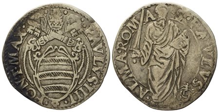 STATO PONTIFICIO. Roma. Paolo IV (1555 - 1559). Giulio "San Paolo". Ag (3,03 g; 26,8 mm)