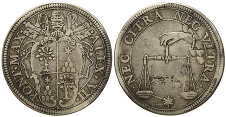 STATO PONTIFICIO. Roma. Alessandro VII (1655 - 1667). Testone "Bilancia". Ag (9,33 g; 30,8 mm)