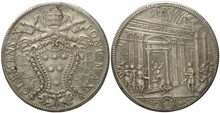 STATO PONTIFICIO. Roma. Clemente X (1670 - 1676). Piastra 1675 "Giubileo". Ag (31,45 g; 44,38 mm).