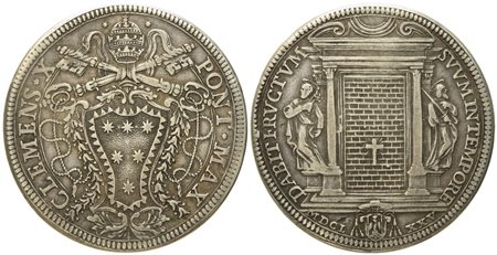 STATO PONTIFICIO. Roma. Clemente X (1670 - 1676). Piastra 1675 "Giubileo, chiusura porta santa". Ag (31,48 g; 44,2 mm)