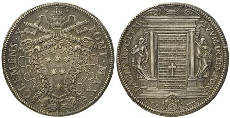 STATO PONTIFICIO. Roma. Clemente X (1670 - 1676). Piastra 1675 "Giubileo, chiusura porta santa". Ag (31,69 g; 43,9 mm)