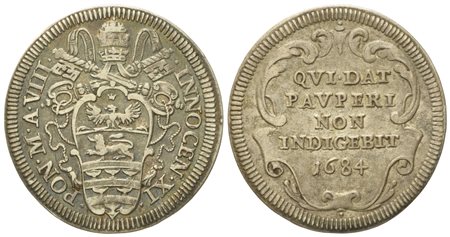 STATO PONTIFICIO. Roma. Innocenzo XI (1676 - 1689). Giulio 1684 anno VIII. Ag (2,95 g; 26,3 mm) 