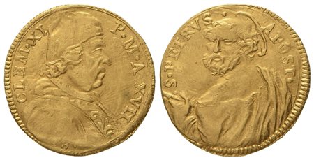 STATO PONTIFICIO. Roma. Clemente XI (1700 - 1721). Mezzo scudo anno XVII (1716). Au (1,70 g; 16,4 mm)